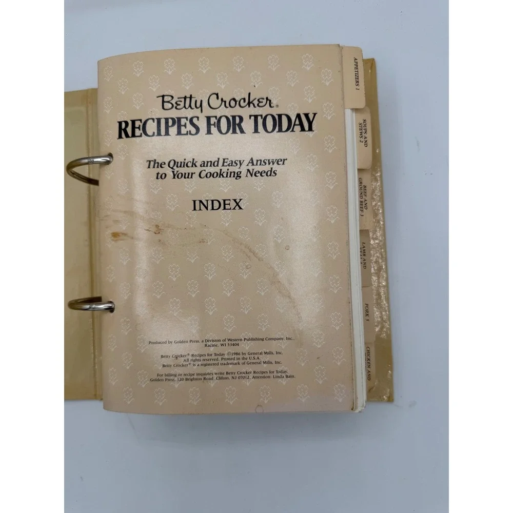 Betty Crocker Recipes For Today 1986 Vintage 3 Ring Binder Cookbook Golden Press